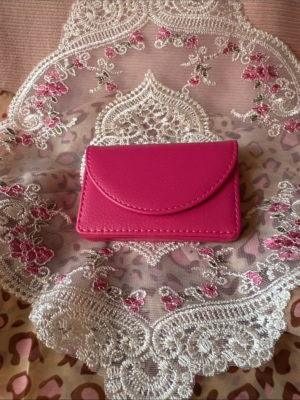 Pink card case